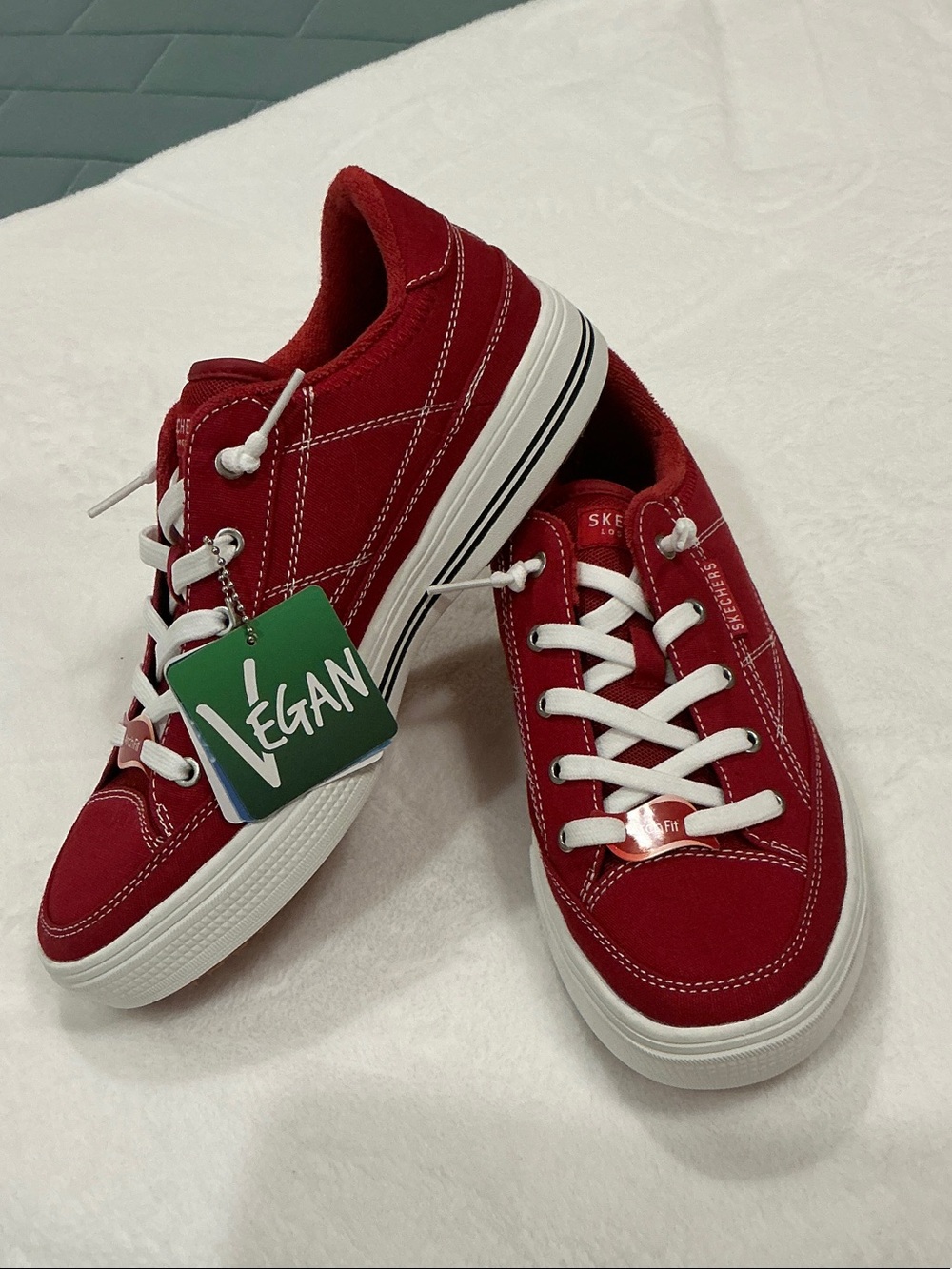Skechers Red Low-Top Vegan Canvas Sneakers